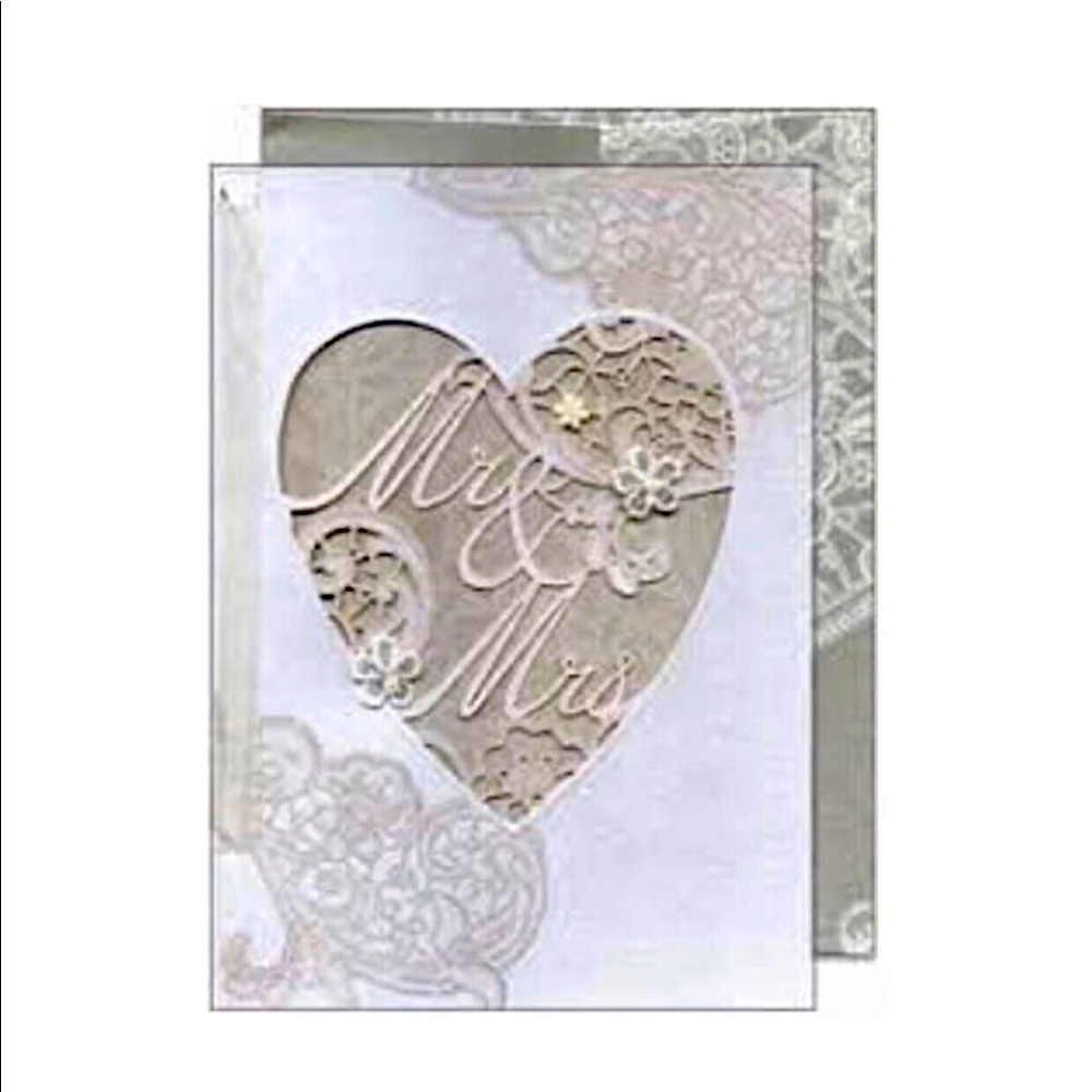 Mr & Mrs Wedding Congratulations 3D Lace Card & Coordinating Envelope